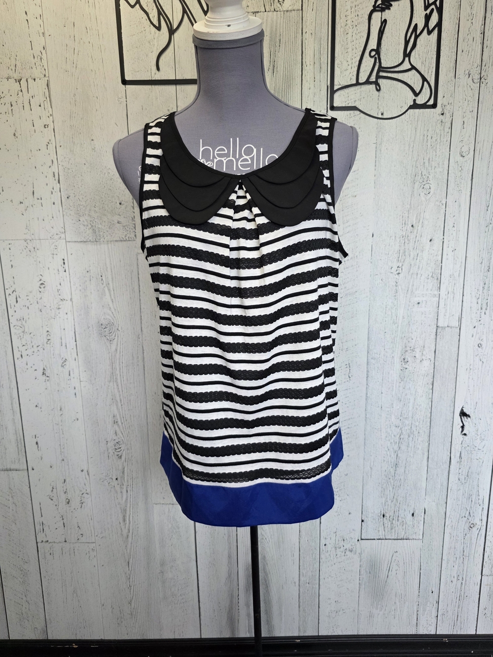 Six Degrees of Separation NWT Striped Peter Pan Collar Sleeveless Top Size L